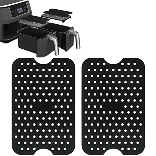 YQL Silicone Air Fryer Liner for Ninja Dual, 2PCS Air Fryer Liners Reusable Air Fryer Accessories Compatible with Ninja Dual AF300UK and Other Double Zone