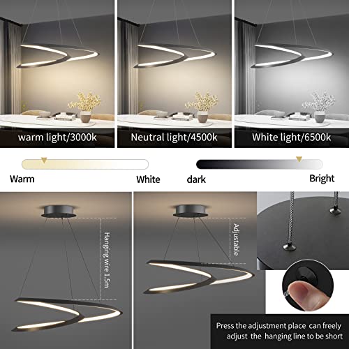 Chandeliers For Dining Room, Dimmable Led Pendant Light Dining Room,3000K-6000K With Remote Control Modern Chandelier #TOP3