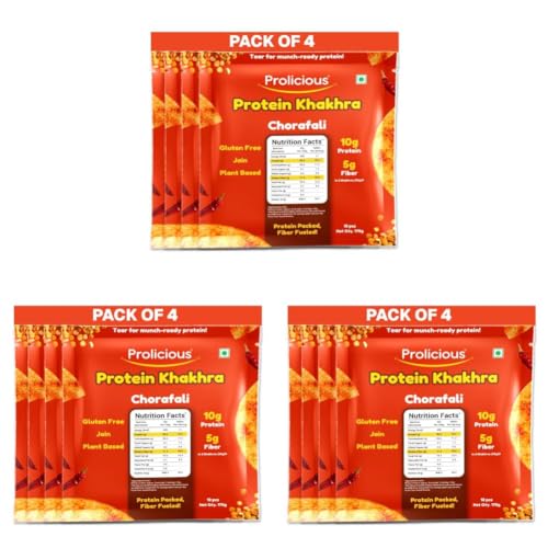Image of Prolicious Khakhra Chorafali High Protein Khakhra | Upgrade Your Snacking | 10g Protein + 5g Fibre | Same Crunch, Snack Smarter | Plant Based, Jain | No Palm Oil | 170g (Pack of 12)
