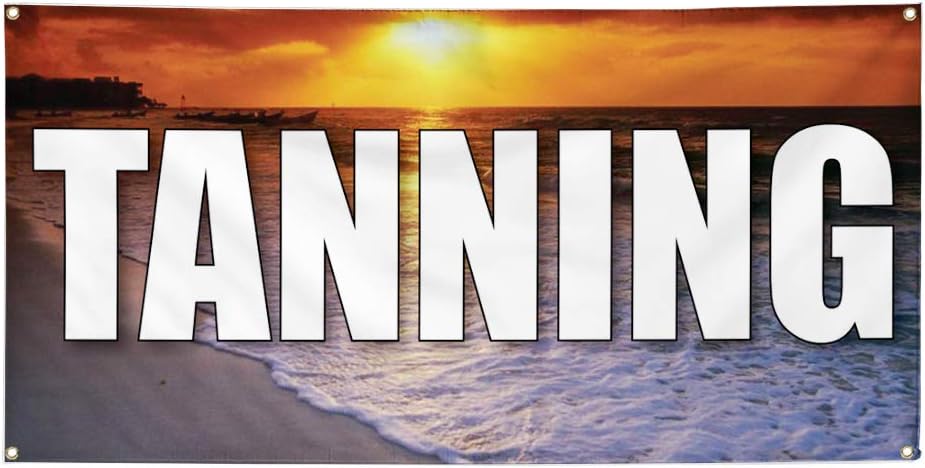 Vinyl Banner Multiple Sizes Tanning Business F Business Outdoor Weatherproof Industrial Yard Signs White 4 Grommets 16x40Inches