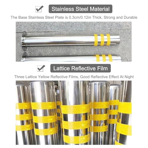 Poste de Bollard de Acero Reflectante Amarillo 23.6" 2 Unidades miniatura 4