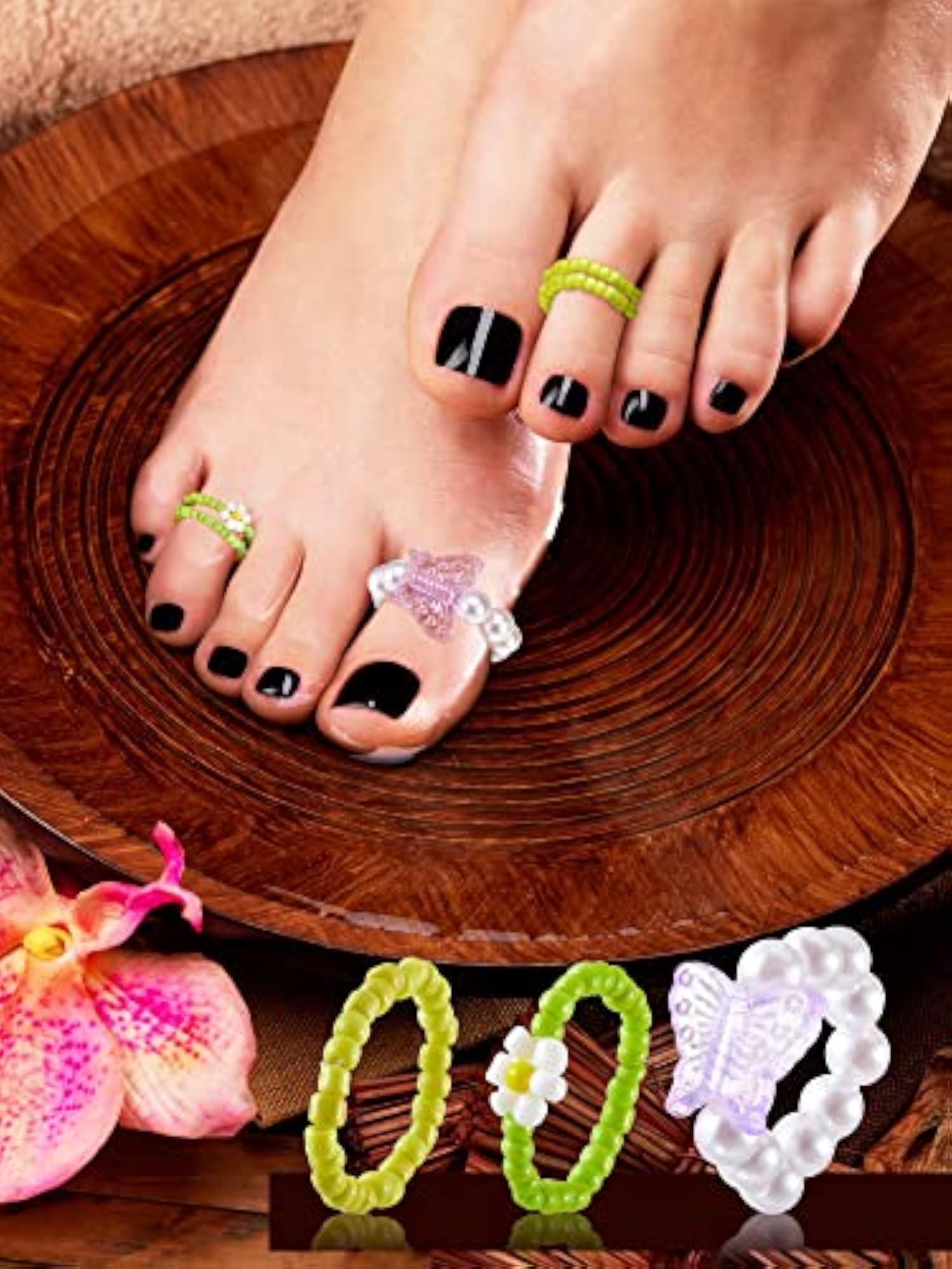 60 Pieces Flower Beads Set Handmade Bead Rings