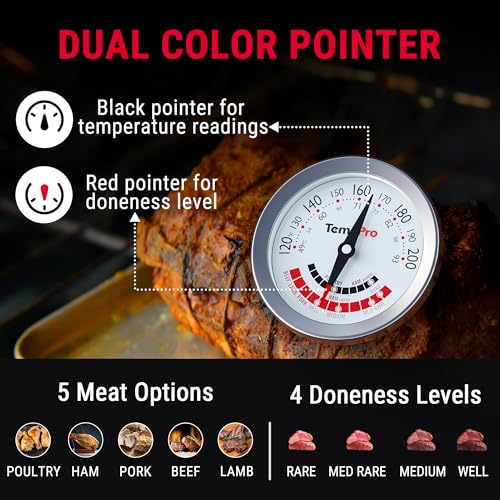 Image of TempPro APT200 Meat Thermometer for Cooking with Extra-Large 2-Inch Dial, Analog Dial Food Cooking Thermometer for Poultry, Ham, Pork, Beef Candy Making Accessory (Previously ThermoPro)