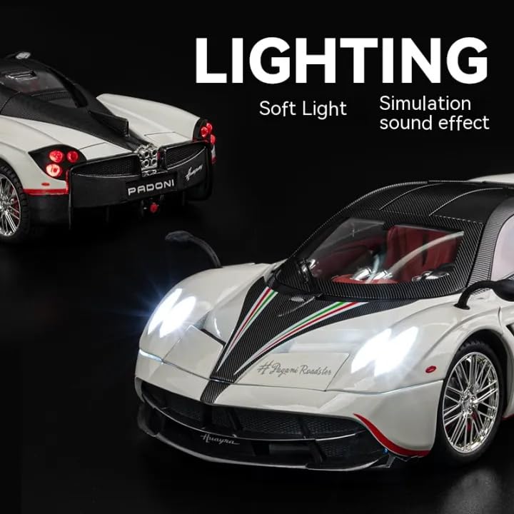 Image of Alokik Enterprise 1:18 Big Size Pagani Huayra Dinastia Diecast Metal Pull Back Car with 6 Openable Doors with Sound and Light Toy Decoration car Best Gift Toys for Kids 【Color As Per Stock】