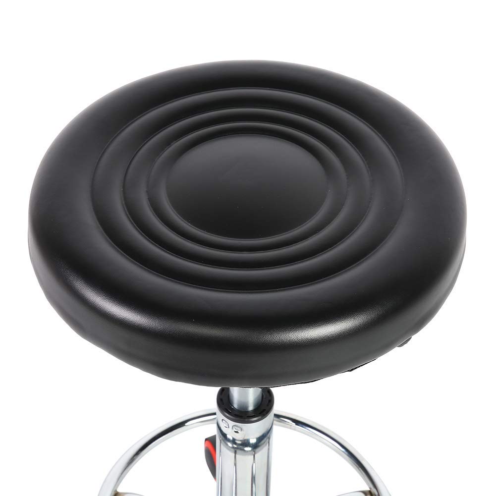 Arbeitshocker,Rollhocker Friseur Hocker Barhocker Hocker mit Rollen Höhenverstellbarer Friseur Hocker Salon-Drehstuhl Tattoo Massage Spa Chair, 40x(45-55) cm - Schwarz
