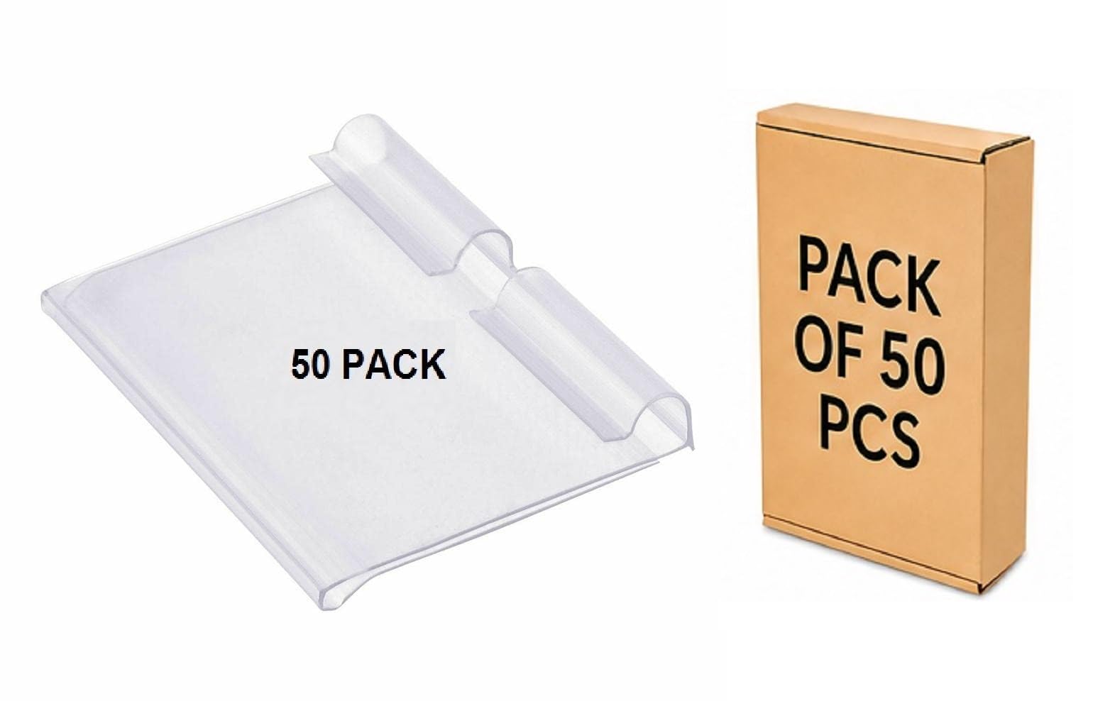 Q1 Beads 50 Pcs. Plastic (50 mm x 42 mm) Display Label Holder for Shelves, for Pantry Retail Merchandise Shopping Mall Store Shop Supermarket UPC Price Card Sign and Ticket Display Holder, Clip-image-44
