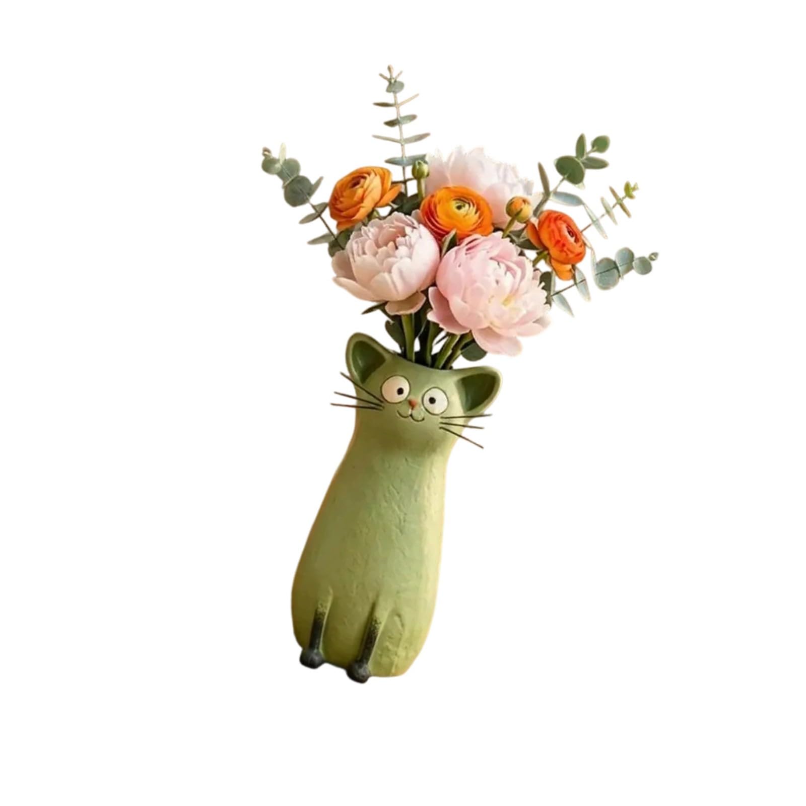 Handcrafted Wacky Cats Vases, Whimsical Cats Flower Vases, Resin Kitten Sculpture Desktop Decorations Home Offices Decors Kitten Statue