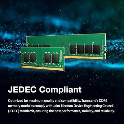 Transcend 16GB DDR4 RAM, 3200MHz (or 2666MHz or 2400MHz) Desktop Memory UDIMM, Compatible with Intel & AMD Ryzen PC Memory Module, PC4-25600, 2Rx8 1Gx8 CL22 1.2V 288 Pin Unbuffered Desktop Memory