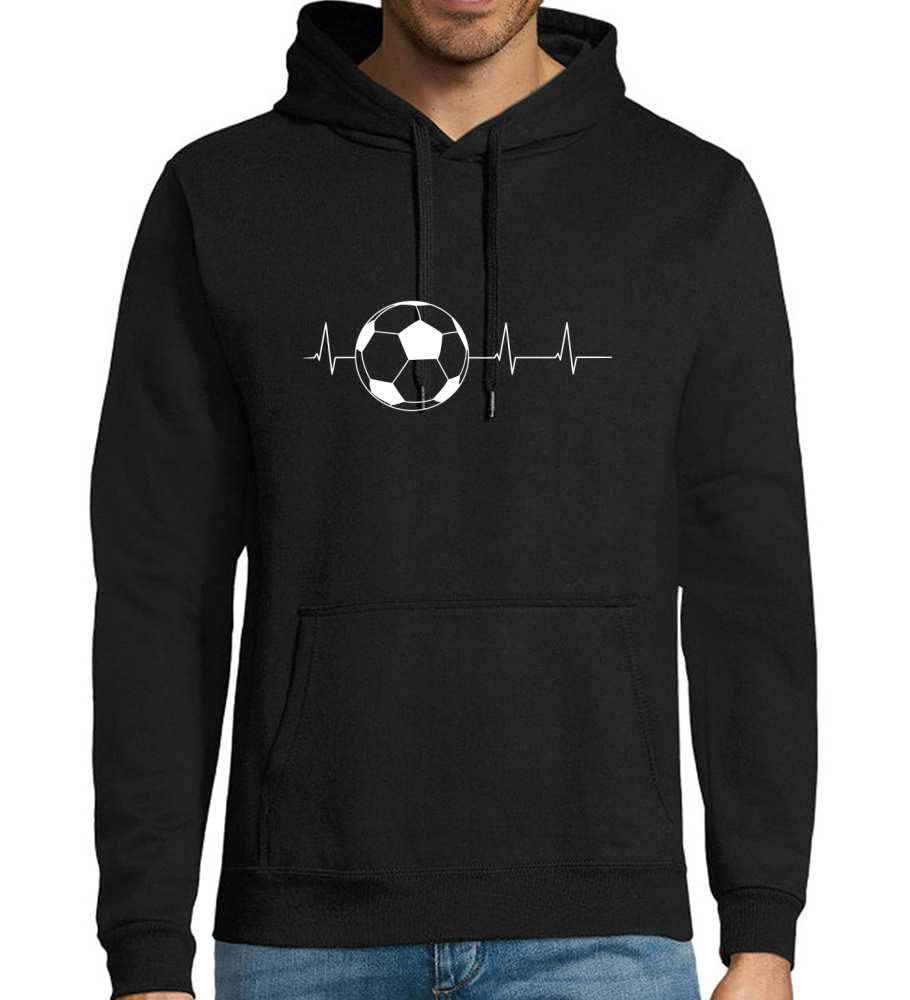 Piłka nożna bicie serca męska bluza z kapturem, czarny, 4XL