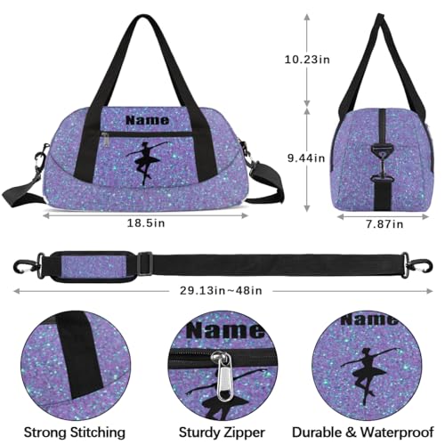 Custom Name Kids Duffle Bag Personalized Text Ballet Dance Gym Sports Bag Waterproof Overnight Weekender Cheer Travel Workout Duffel Bag Carry On Bag for Little Boys Girls Teen Gifts3