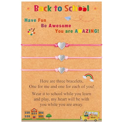 Image of EOBOH Back to School Supplies, Back to School Bracelet Mommy and Me, Prek Matching Wish Bracelets Set, Adjustable Bracelet for Boys Girls Gifts Stuff Bulk
