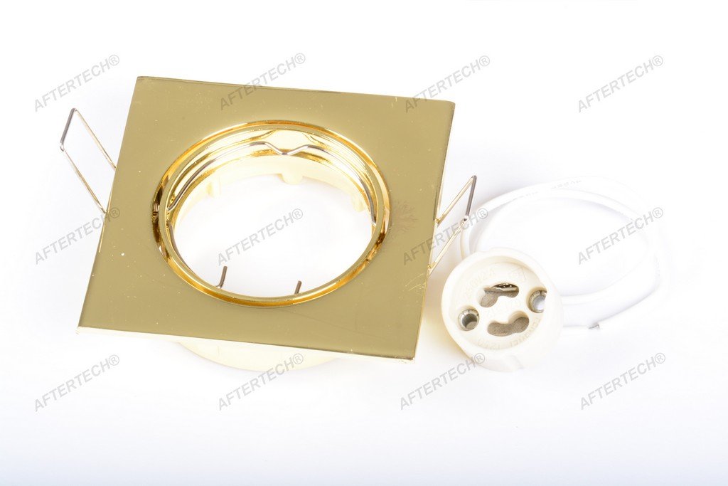 Aftertech Einbauleuchten-Halter GU10 – Kupferfarben, Quadratisch, Neigbar, Für LED/Halogen