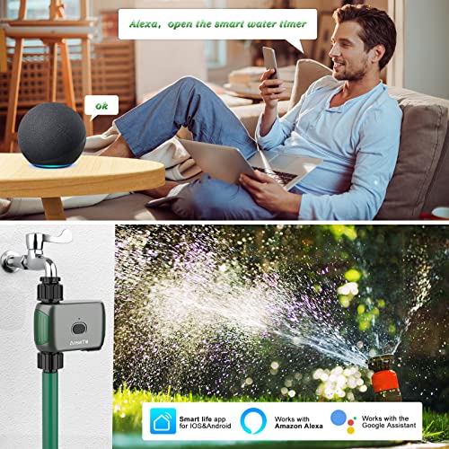 Anseto Sprinkler Timer Wifi Water Timer For Garden/Lawn,Irrigation Hose Timer With Wifi Hub Remote Control Irrigation System Compatible With Alexa And Google Home With Two Irrigation Modes/Rain Delay #TOP2