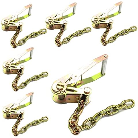 WorldPac (Pack of 6) Auto Hauler with 5/16" Chain 2inch Long Handle Ratchet Chain Tie Down Cover
