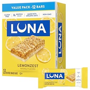 LUNA Bar – LemonZest Flavor – Gluten Free Snack Bars – Non-GMO – Protein Bars – Made with Organic Oats – Value Pack (12 Pack)