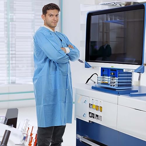 Image of Dental Disposable Lab Coats | Durable SMS 45g Soft Knit Cuffs & Collar With 3 Pockets