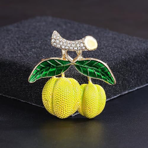 Image of Enamel Fruit Brooch for Women Rhinestones Fruit Lapel Pin Elegant Fruit Brooches Jewelry Gift, Perfect for Dresses Hat Bag