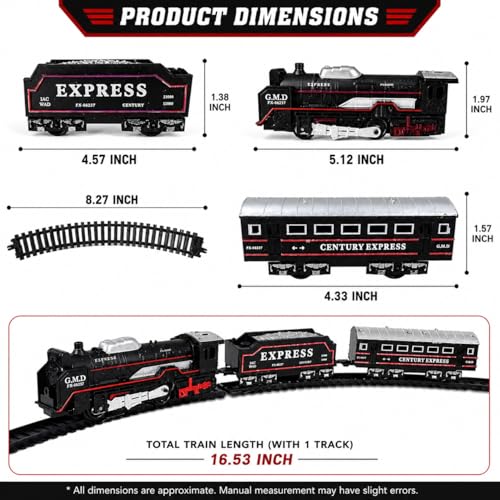 Image of Battery Operated Toy Train Set for Kids | Express Train with Track, Engine, Coal Carrier & Passenger Coach | Easy Assemble Railway Play Set | Light & Realistic Design | Gift for Boys & Girls