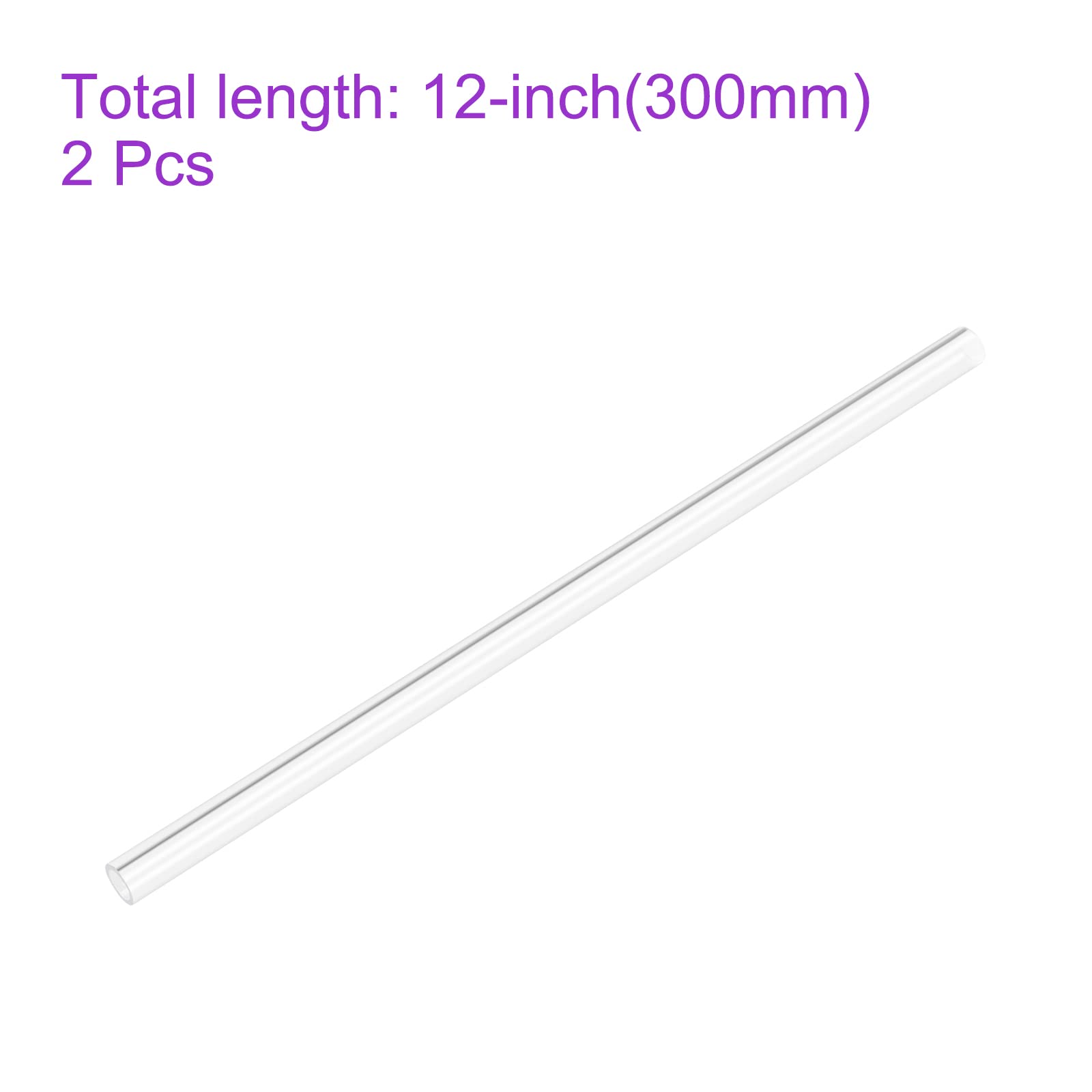 Tubo Rigido Acrilico Trasparente 9mm x 12mm 12" per Acquario, Acqua Raffreddamento, Idraulica