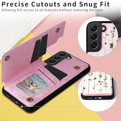 Coque Samsung S22 Plus avec protège-écran étui portefeuille à fleurs Asuwish - 7