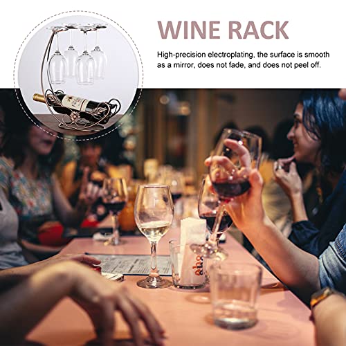 Soporte elegante de hierro para botellas y copas de vino miniatura 6
