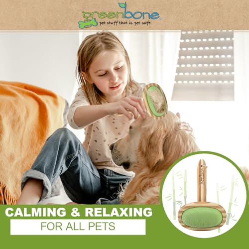 Image of Greenbone Pet Spa Slicker Brush - All-Natural Bamboo Pet Grooming Tool - Entirely Made from Sustainable Bamboo for Dogs & Cats.