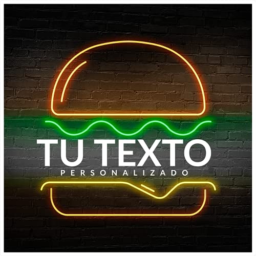 Neón led flex de hamburguesa | Neón para restaurantes de comida rápida | señal luminosa para hamburguesería | neon hamburguesa en tres tamaños diferentes (S 64 x 63,7 cm) Cover