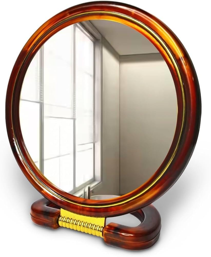 generic Round Beauty Tabletop Mount Makeup Mirror Both Sides One Side Magnifying Stand Mirror for Bathroom/Dressing Table/Shaving/Parlours and Salons XL 18cm x 18cm-picture-22