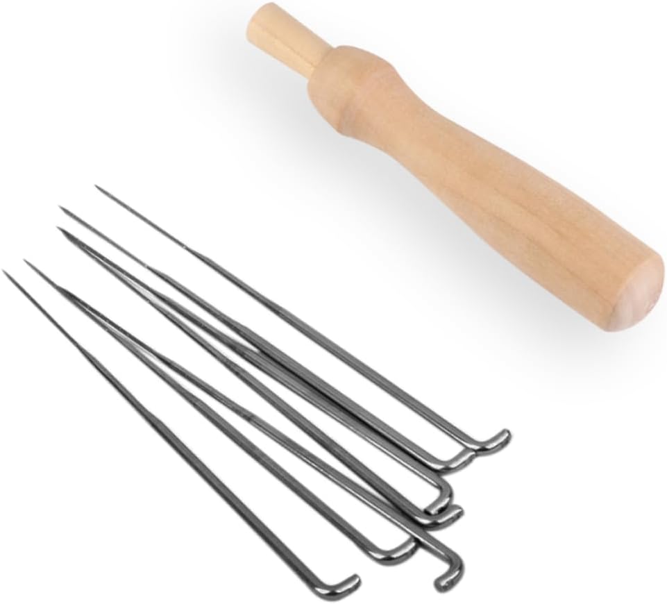 SEWOART 7pcs Felting Needles Set with Handle DIY Wool Felting Starter Kit for Crafting and Needle Felting Projects Includes Felting Handle and Needles for Beginners