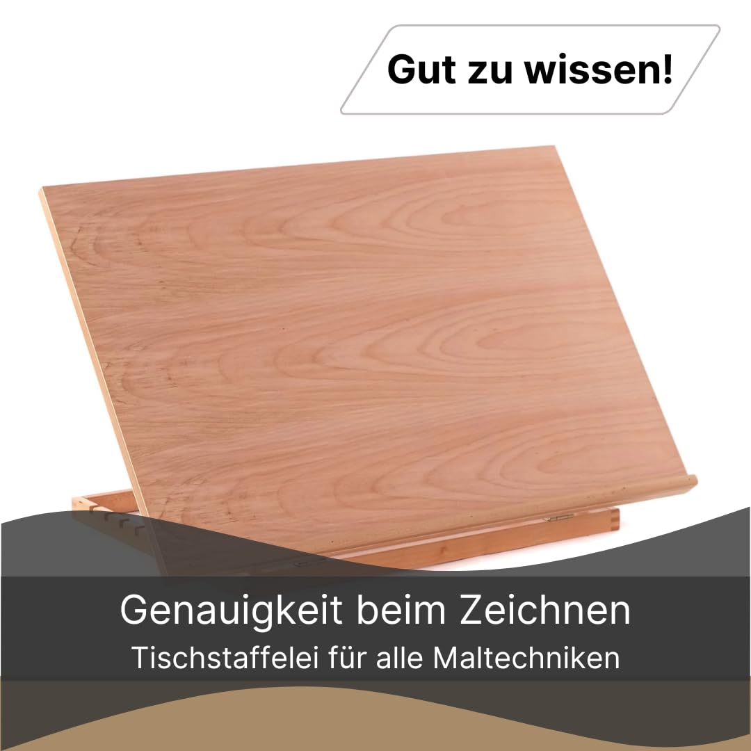 ZEICHENTISCH WORKSTATION | Buchenholz | Tischstaffelei für Malvorlagen bis DIN A2