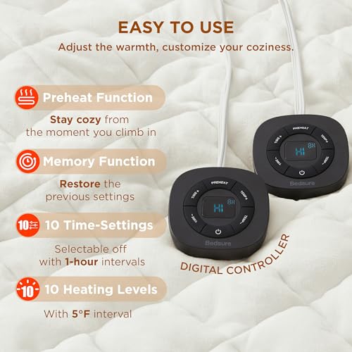 image for Bedsure Electric Blanket Queen Size - Dual Control Heated Weighted Bla