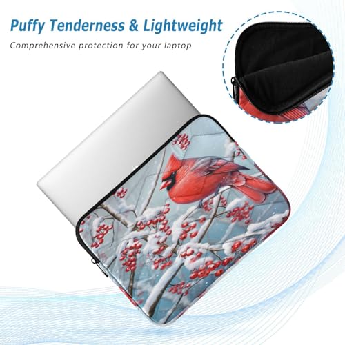 Funda para portátil 13-14 pulgadas roja con diseño de pájaro miniatura 5
