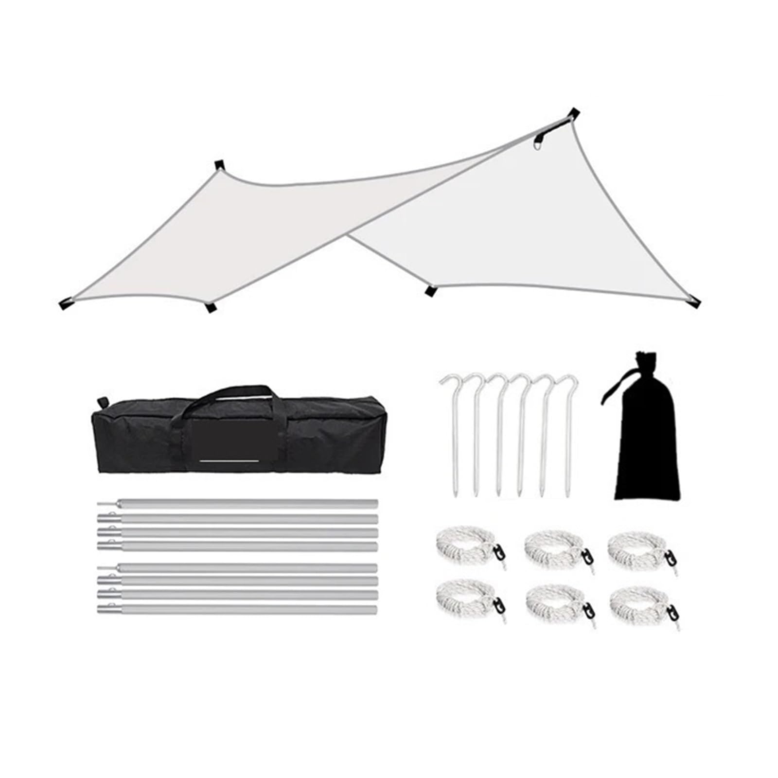 Tent tarp 3x4m Camping Awning Outdoor Sunshade Canopy Flysheet Tent Tarp Sun Shelter Pergola for Tourism Garden Picnic(Off white)