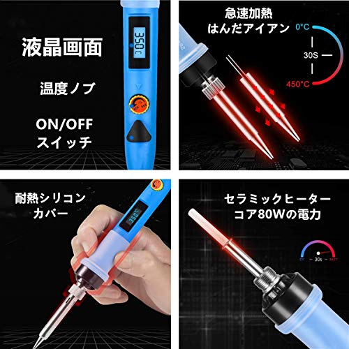 SREMTCH はんだごて セット LCD画面付き 80W半田ごて の商品画像 2
