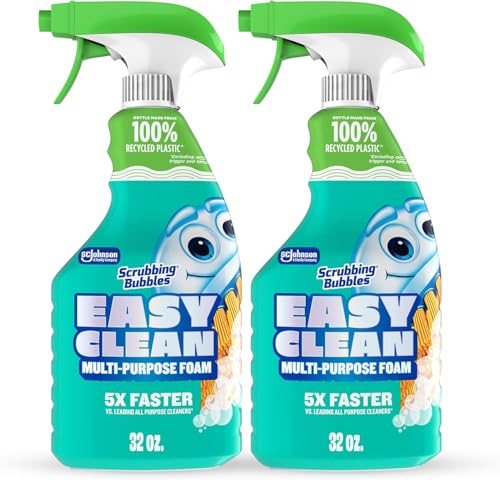 Image of Scrubbing Bubbles Easy Clean Foaming Bleach-Free Bathroom All Purpose Cleaner, Fast-Acting Foam Cleans Limescale, Dirt and Grime on Showers, Sinks, Toilets, Tiles, Counters, 32oz Spray (Pack of 2)