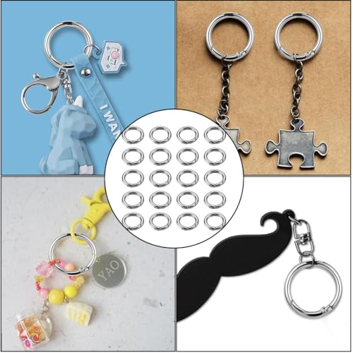 ZUWIJEQ 20 stück Karabiner Rund, Karabinerhaken Rund 20mm, Runder Karabiner Silber, Karabiner Ring, Schlüsselanhänger Ringe für Tasche Schmuck Schlüsselring Hundeleine DIY Handwerk Machen