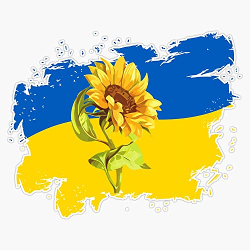 Image of Ukraine Sunflower Bumper Sticker Vinyl Decal 5 inch