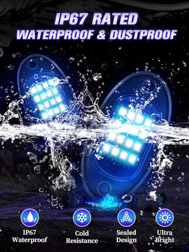 4 pods Luzes de LED RGB com controle remoto APP/RF, à prova d'água, luzes externas neon multizonas,