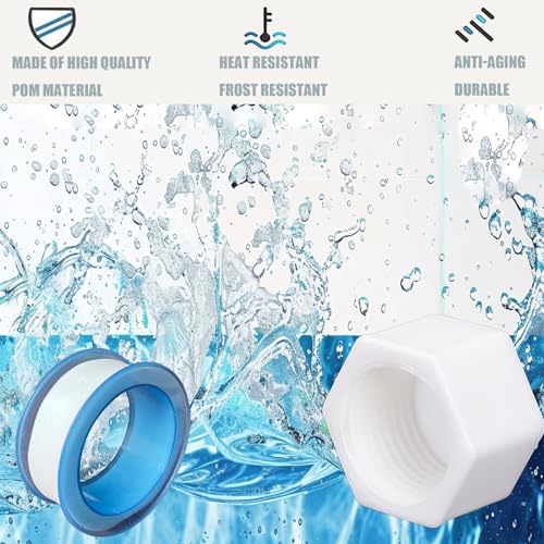 Image of (2PCS) Upgraded POM material QTC3F fitting plug /fitting cap 1 /2 inch female pipe thread 47-84-410 with PTFE tape, White