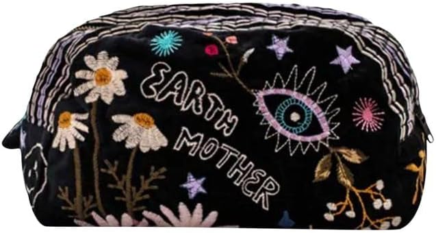 JWLA by Johnny Was Women's Embroidered Cosmetic Bag, Black