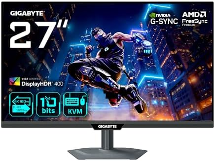 GIGABYTE M27UP 27" IPS Gaming Monitör, 4K UHD 160Hz, 1080p 320Hz Dual Mode, 1ms GTG, Non-Glare, HDMI 2.1 & DisplayPort 1.4 (DSC) & USB-C, DisplayHDR 400, G-Sync, Dahili Hoparlör - Görsel 1