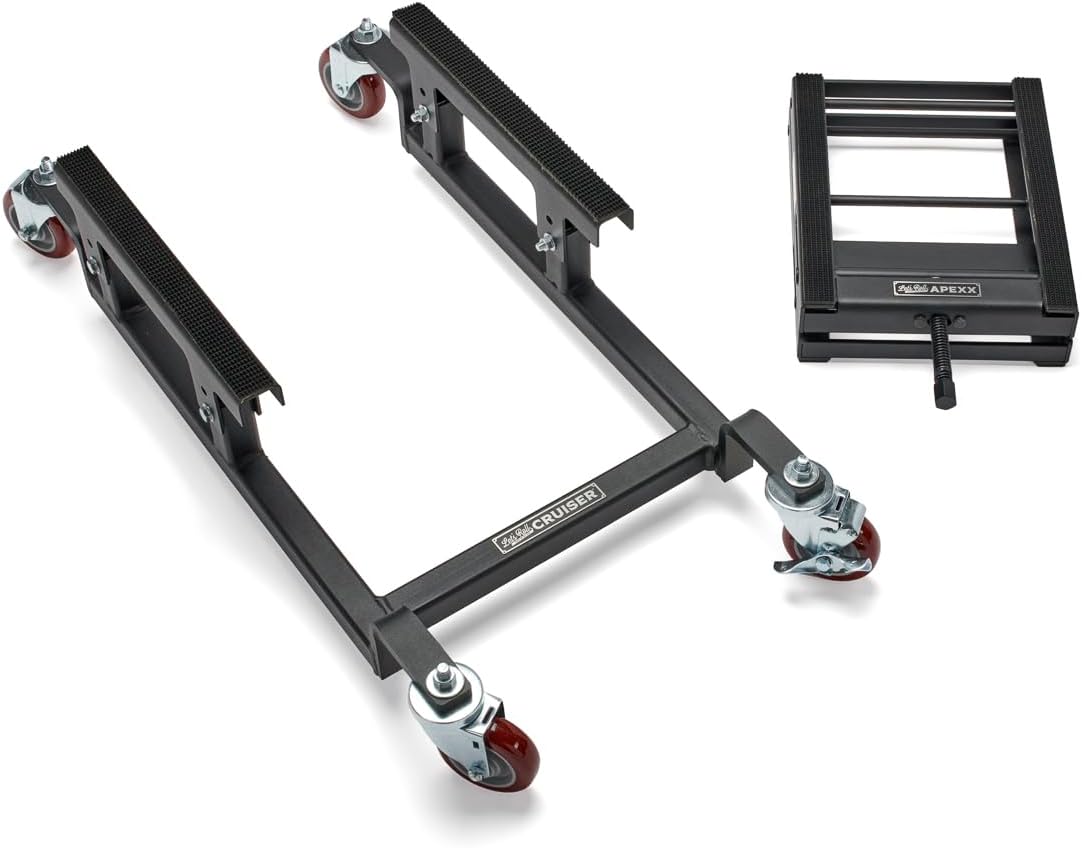 Let's Roll Cruiser Apexx Package Deal Motorcycle Dolly and Lift - 1200 LB Heavy Duty Scissor Motorcycle Lift Jack & Dolly for Garage Storage, Scissor Lifts Jack and Moving Dolly - Made in The USA