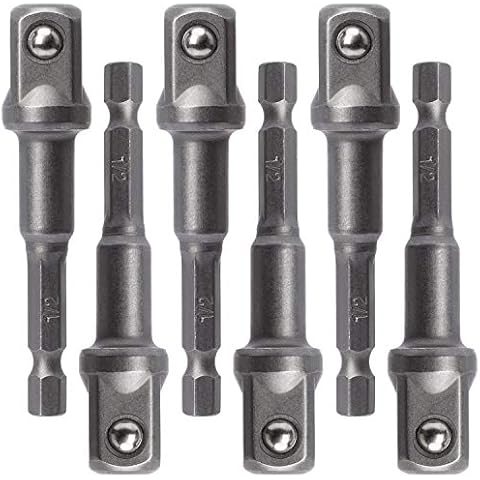 OIIKI 6 Pack 1/2 inch Square Socket Adapter Bit Set, Impact Driver Power Bits for Automotive DIY-1/4 Hex Shank Cover