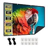 Projector Screen 2024 Upgraded -lejiada Black Backing,Straight Edges, Foldable, Washable and Wrinkle-Free - for Indoor Home Theater and Outdoor Cinema