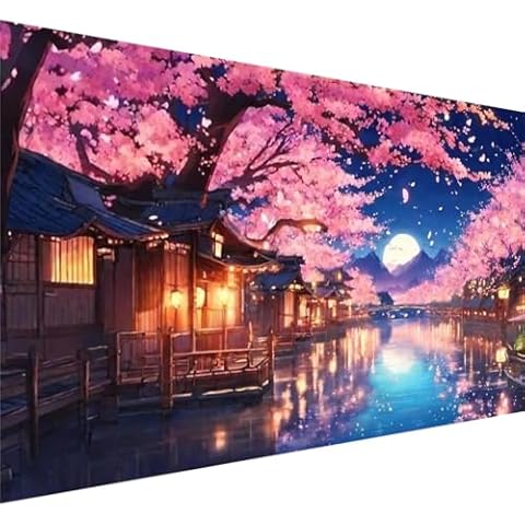 pchmcu Large Diamond Art Kits for Adults - 5D Sakura Diamond Painting Kits for Adults,DIY Full Drill Crystal Rhinestone Arts and Crafts,Picture Paint with Diamond Home Wall Decor 27.5 X 15.7inch Cover