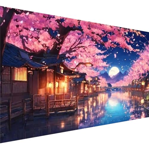 pchmcu Large Diamond Art Kits for Adults - 5D Sakura Diamond Painting Kits for Adults,DIY Full Drill Crystal Rhinestone Arts and Crafts,Picture Paint with Diamond Home Wall Decor 27.5 X 15.7inch