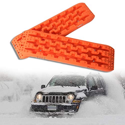 Toryea Orange 2 Pcs Auto Recovery Traction Tracks Emergency Tires Ladder Off-Road Mud