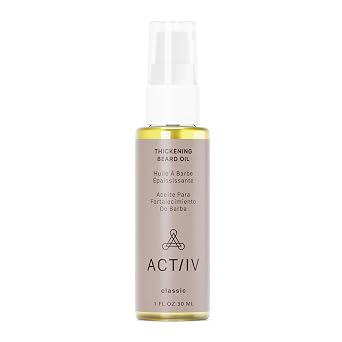 ACTIIV Thickening Beard Oil | Promotes Thicker Fuller Beard Growth, Nourishes & Softens Facial Hair, Lightweight Non-Greasy Formula, Vegan, Plant-Based, All Beard Types