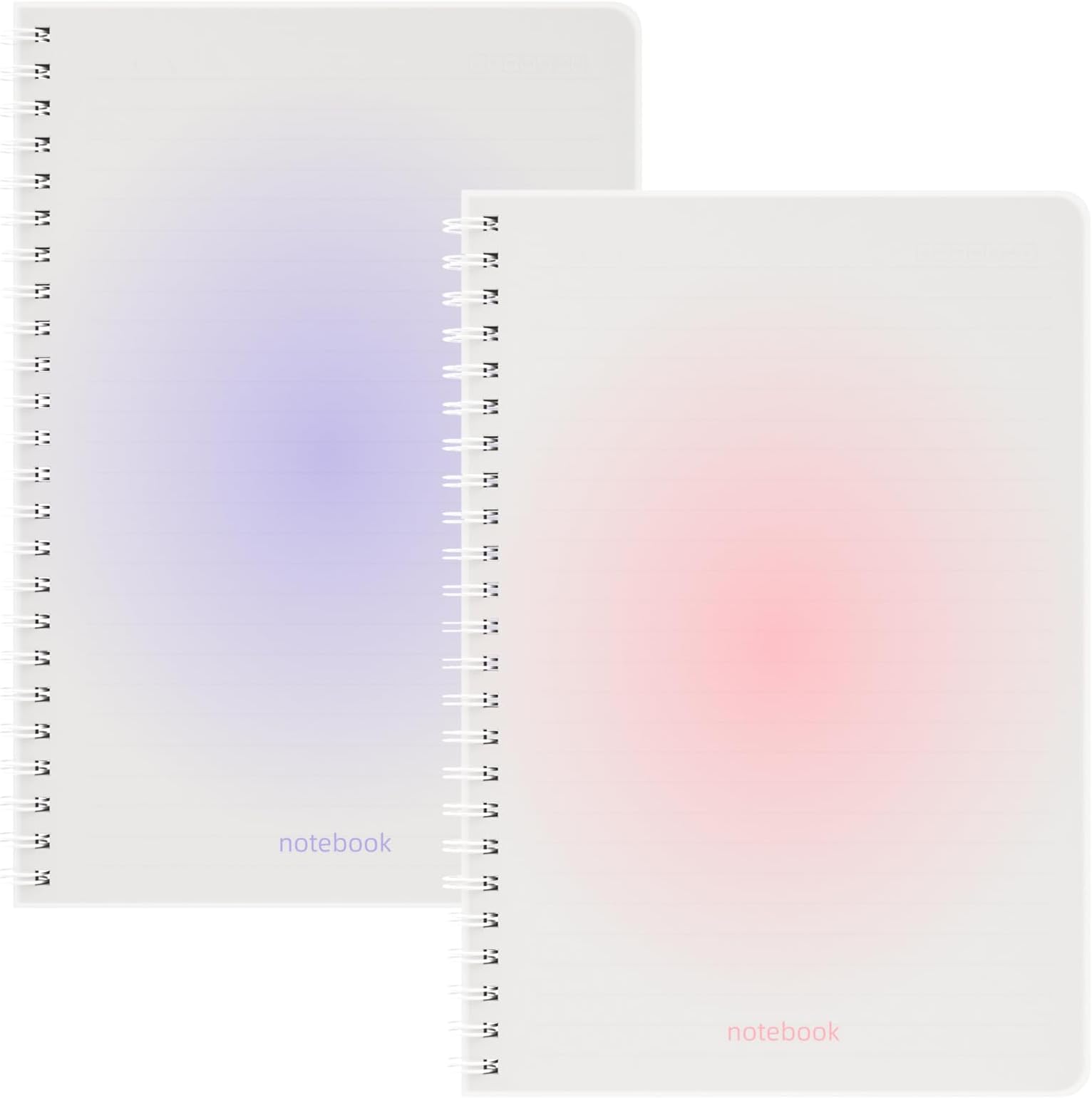 Oucaru Spiral Notebook College Ruled 2 Pack A5 (5.9" x 8.3") Journaling Notebooks 140 Pages 100 GSM Gradient Small Lined Notebook Waterproof PP Cover for Work School Business Travel Note Books