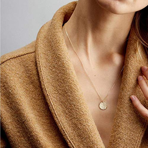 Turandoss Delicate Gold Layered Necklaces For Women Choker Disc Necklace Hammered Disc Necklace 14K Gold Chokers For Women #TOP5